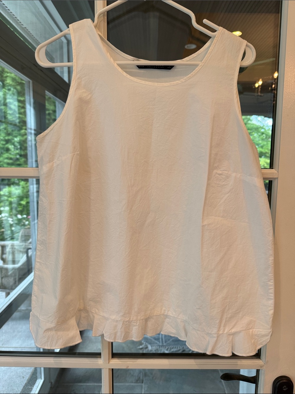 Zara White Ruffle-Hem Sleeveless Tank Top